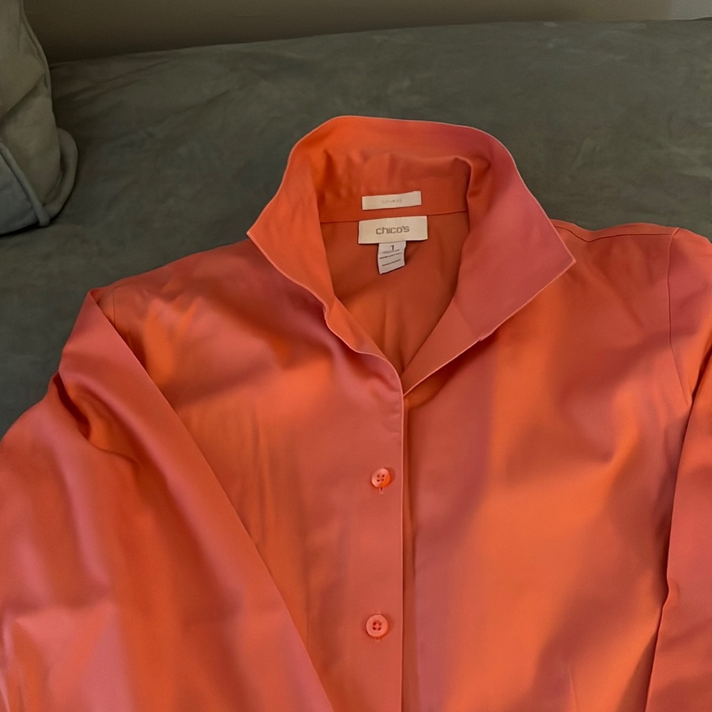 Women’s Chico’s orange button down blouse